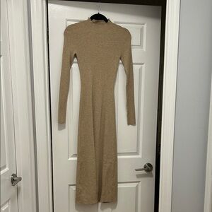 Mango Tan Long Sleeve Dress